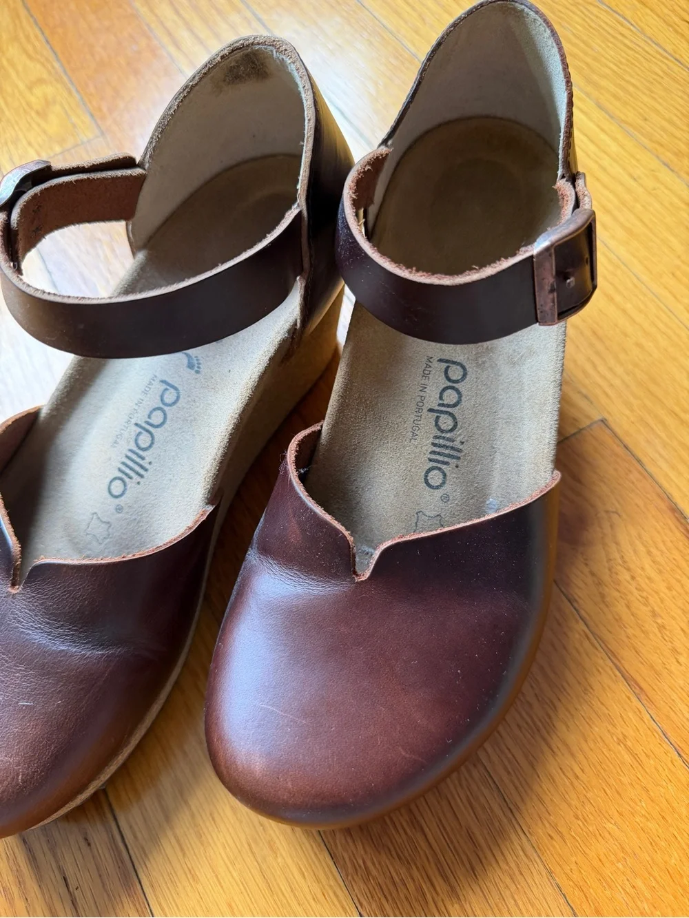 Papillio by Birkenstock Mary Brown Leather Ankle-Strap Sandals - Picture 2 of 5